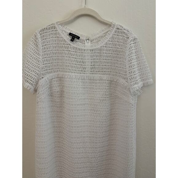 Escada White Fringe Trimmed Shift Dress - size 10 (40) - Picture 4 of 11